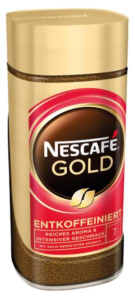 Nescafé Gold entcoffeiniert, löslicher Bohnenkaffee, weicher und voller Geschmack, 200 G/GL