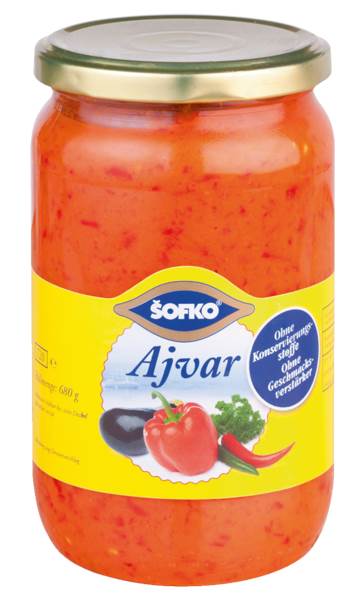 Sofko Ajvar, Paprikamark, mild, Nettogewicht: 680g, 720ml, 720 ML/GL