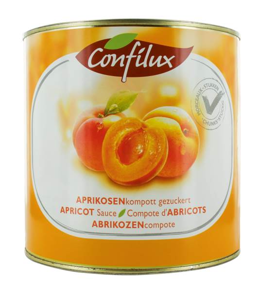 Confilux Aprikosen Kompott, mit Stücken, Nettogewicht:2750g, 2650ml, 2650 ML/DS