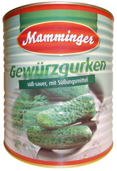Mamminger Gewürzgurken, 100/110, mit Süßstoff, ATG:5600g, 10200ml, 10200 ML/DS