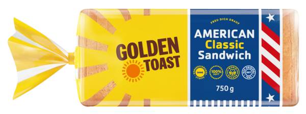Golden Toast American Sandwich, Weizenbrot geschnitten, 0,75 KG/PK
