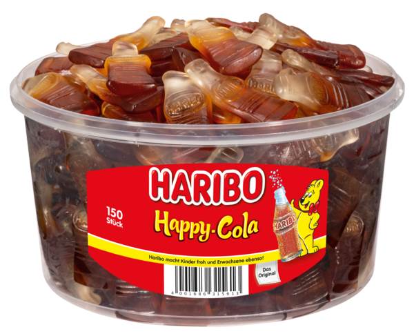 Haribo Happy Cola, Fruchtgummi-Cola-Fläschchen, 150 ST/DS