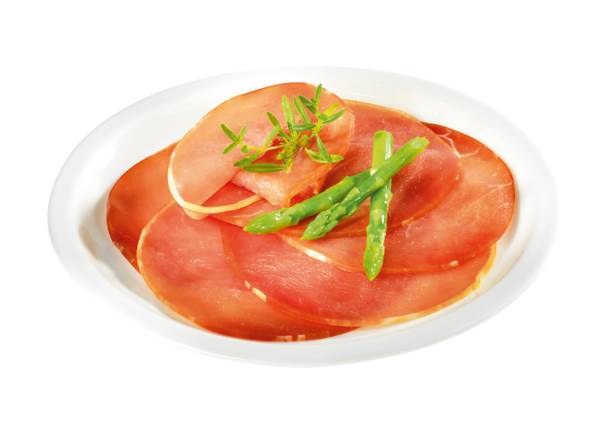Berschneider Rauchlachsfleisch - gepökelt- geräuchert, gefächert, ca. 40 Scheiben/Pk, 0,5 KG/PK Kaliber 80, ohne Speckmantel, mit leichter Rückenkette