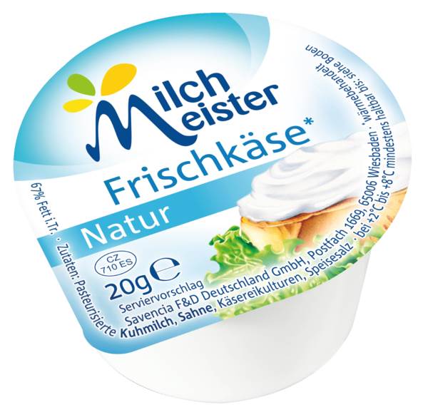 MilchMeister Frischkäse Natur, Kuhmilch, 67% Fett i.Tr., 20g, 60 ST/KT