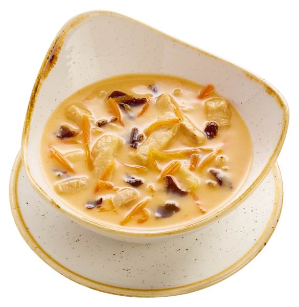 TK Block Menü Cocos-Curry-Suppe, exotisch-thailändische Suppe mit Gemüse- und 200 G/PO Hähnchenfleischeinlage, Fleischeinlage 13 %,