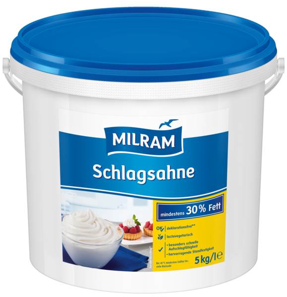 Frische Schlagsahne, 30% Fett, Eimer, 5 KG/EI