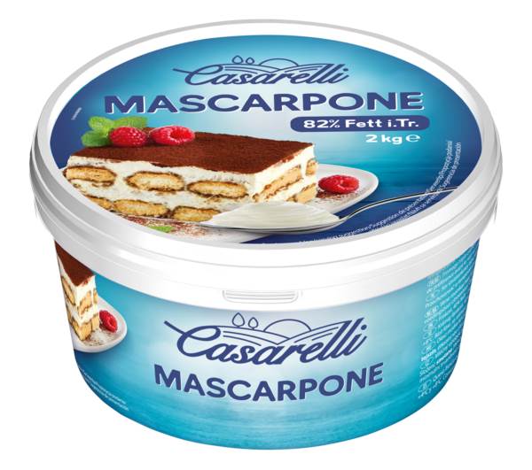 Mascarpone mind. 81% 2 KG/EI hergestellt aus pasteurisierter Sahne aus Kuhmilch, süß-sahnig im Geschmack