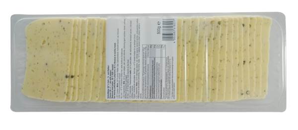 Allerstedter Käsescheiben Grüner Pfeffer, Schnittkäse, Kuhmilch, 50% Fett i.Tr., Deutschland, 500 G/PK gefächert