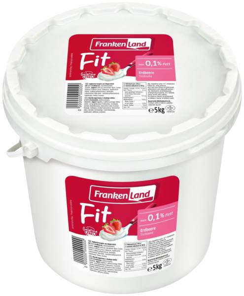 Frankenland Fit Fruchtjoghurt Erdbeere, 0,1% Fett, gerührt, 5 KG/EI