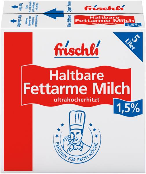 Frischli H-Milch fettarm, 1,5% Fett, 5 L/PK