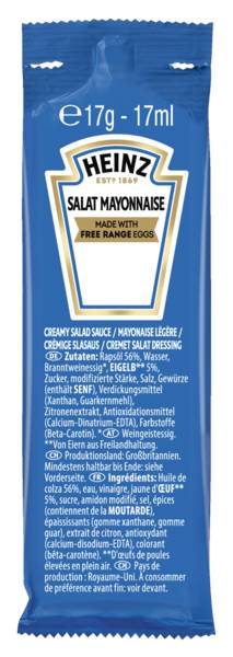 Heinz Salat-Mayonnaise, 55% Fett, Portion, 17ml, 100 ST/KT