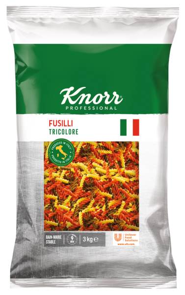 PL Knorr Fusilli Tricolore 3kg. Makaron świderki w 3 kolorach. 3 KG/TB