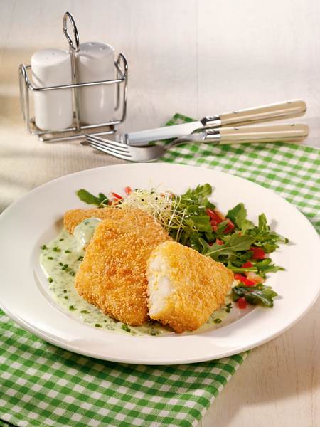 TK Vegeta Schwarzwurzel-Knusper-Karree, vorfrittiert, paniert, ca.80g, 40 ST/KT Schwarzwurzeln, Emmentaler, Maisgrieß und krosser Panade mit Sesam