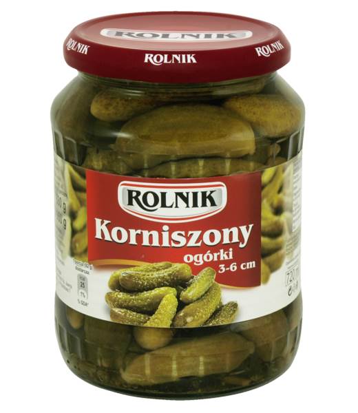 Rolnik Ogórki korniszony mini 3-6cm, 720 ML/SŁ