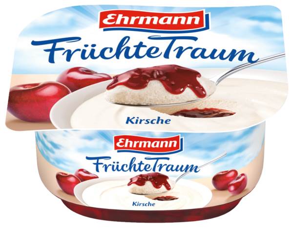 Ehrmann Früchtetraum, Dessert aus Frischkäse und Joghurt mit Frucht, 4,8% Fett, 115 G/BE