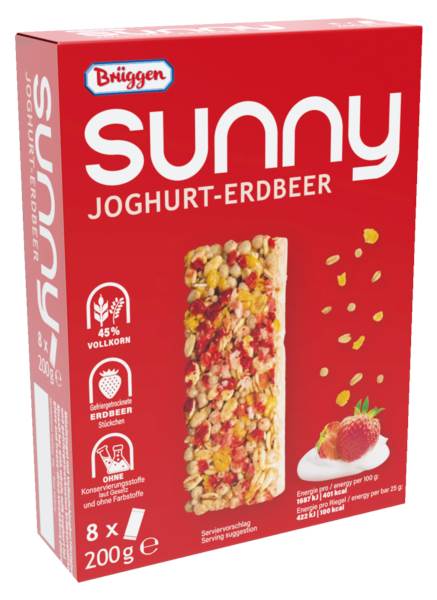 Brüggen Sunny Müsliriegel Erdbeer-Joghurt, 8 x 25 g, 200 G/PK