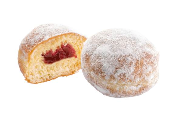 Mr La Lorraine Bite z nadzieniem z owoców leśnych 25g, mini pączki drożdżowe z cukrem pudrem, 105 ST/KT , wysokość 3,7cm, średnica ok.5cm, (5001289)