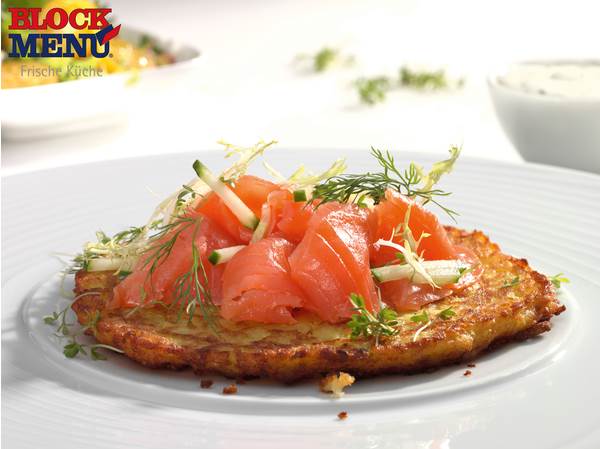 TK Block Menü Reibekuchen-Tellerrösti, aus geriebenen Kartoffeln mit Zwiebeln, gegart, 180 G/PO
