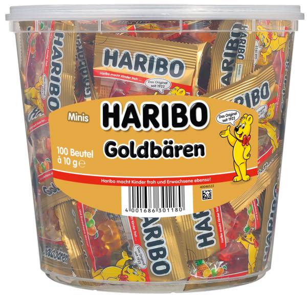 Haribo Goldbären, im Minibeutel, Beutel à 9,8g, 100 BT/DS