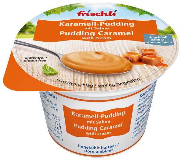 Frischli Sahne Pudding Karamell, 6% Fett, ungekühlt haltbar, 85 G/BE