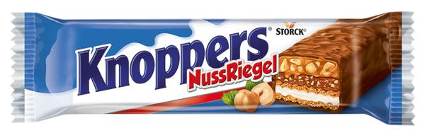 Knoppers NussRiegel, mit Waffel, Milchcreme und Haselnüssen in Karamell,mit Erdnuss, 40 G/RG
