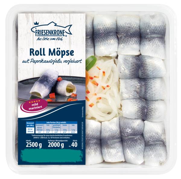Friesenkrone Roll-Möpse, mild würzig mariniert, ca.40 Stück, ca.50g ...