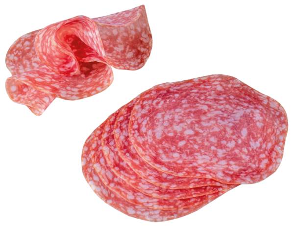 Banchetto Italienische Salame Milano, gefächert, ca. 40 Scheiben/Pk, 0,3 KG/PK Kaliber 85/95, Rohwurst, mittelfein gekörnt, luftgetrocknet