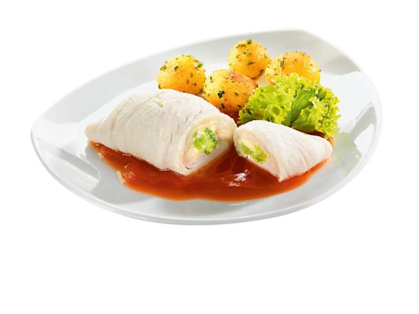 TK Fischroulade "Brokkoli", natur, IQF, ca.40 Stück, ca.133g, 5,33 KG/KT Pangasius-Filet, mit Brokkoli-Creme-Füllung (30%), Nettofüllgewicht: 4,8kg