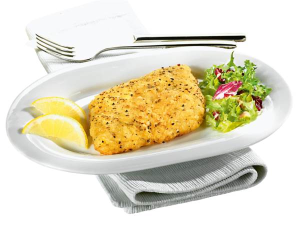 TK Pangasius-Filet "Müllerin Art", mehliert (25%), IQF, ca.6-7 Stück, ca.140-160g, 1 KG/BT vorgebacken