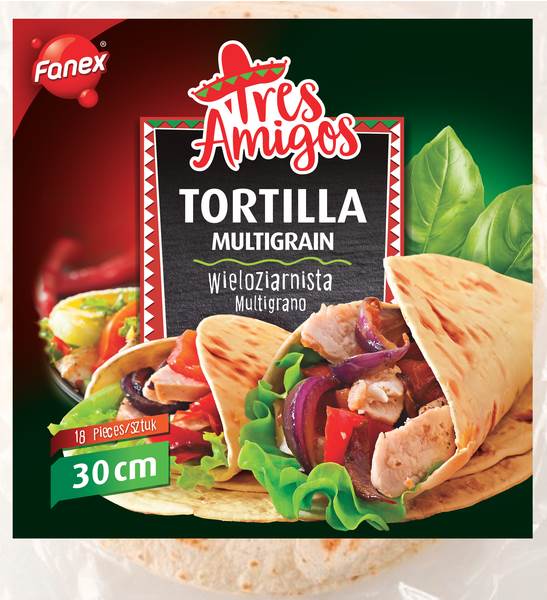 Fanex Tortilla wieloziarnista, średnica 30 cm, 18 ST/TB z dodatkiem nasion lnu i czarnuszki