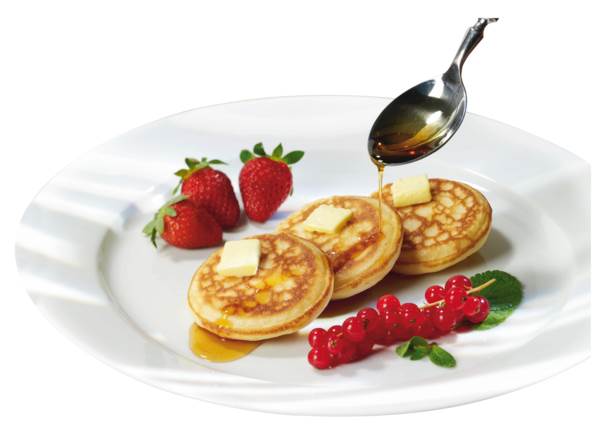 TK Lawa Mini American Pancake, 25g 100 ST/KT gold-brauner, marmorierter und lockerer Pfannkuchen, Ø ca. 8 cm