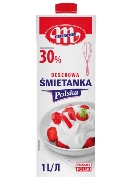 Mlekovita Polska Śmietanka deserowa, 30% tłuszczu, UHT, 1 L/ST