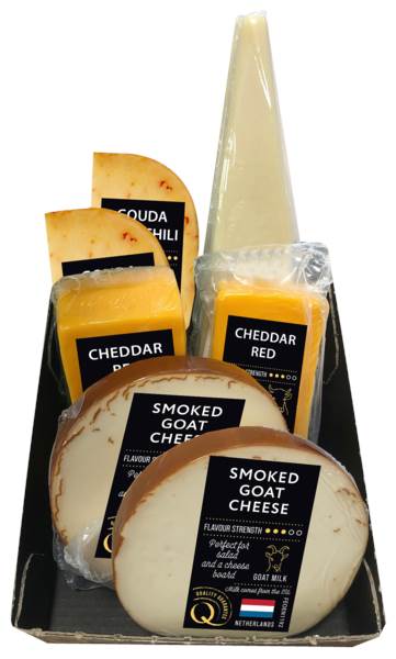 Euroser, Deska serów, 4 rodzaje, 1,04 KG/PA , Gouda z chilli, Gran Fromagia, Cheddar red, ser kozi wędzony