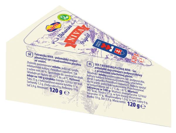 Niva Ser z niebieską pleśnią, półmiekki dojrzewający podpuszczkowy z przerostem 120 GR/ST szlachetnej pleśni,