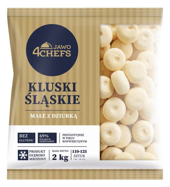 Mr Jawo 4Chefs Kluski śląskie z dziurką, małe, średnio 110-125 szt/pa, 3pa/kt, 2 KG/PA