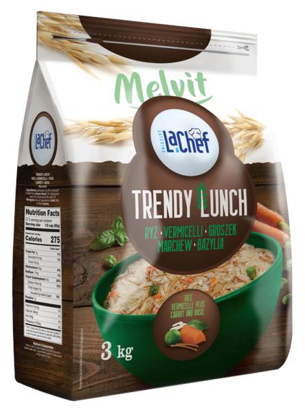 Melvit LC Trendy Lunch, ryż, makaron vermicelli, suszony groszek zielony, marchew, 3 KG/PA , bazylia,