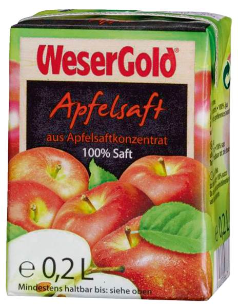 Wesergold Apfelsaft klar 100% 5er, 0,2 L/PK