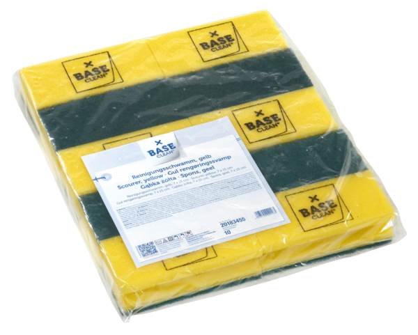 Base Clean Reinigungsschwamm, gelb/grün, 70x150mm, (132712 BASE CLEAN) 10 ST/PK