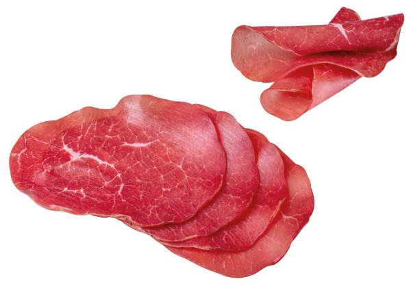 Banchetto Italienischer Bresaola "Magatello"- Rinderrohschinken, gefächert, ca.20 Schb/Pk, 0,2 KG/PK Kaliber 100, luftgetrocknet, aus der Keule geschnitten