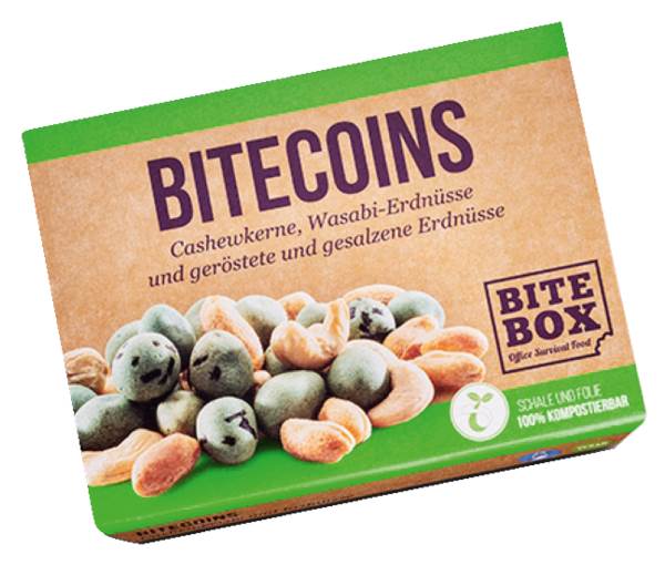 BiteBox Bitecoins, Cashewkerne, Wasabinüsse und gesalzene Erdnüsse, 0,055 KG/PK