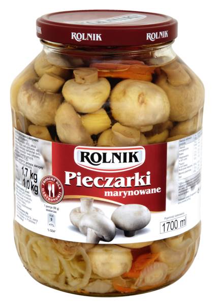 Rolnik Pieczarki marynowane, 1700 ML/SŁ masa netto po odsączeniu: 1000g