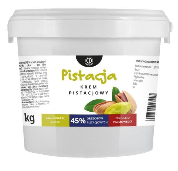 CD Bello Krem pistacjowy, bez cukru, bez oleju palmowego 1 KG/WD orzech pistacjowy 45%,