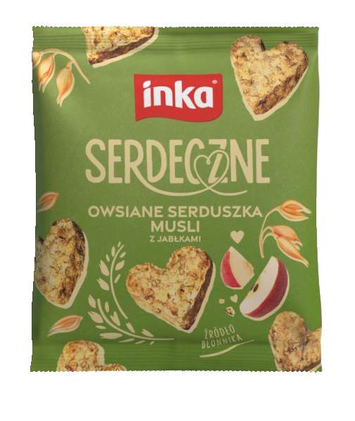 Inka Serdeczne Ciasteczka owsiane, serduszka, musli z jabłkami, 50 GR/PA