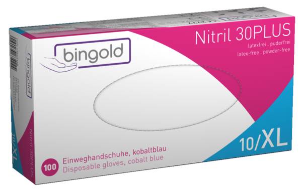 Bingold Nitril Einweg-Handschuh, blau, puderfrei, Gr. XL, 100 Stück, (634224) 100 ST/PK