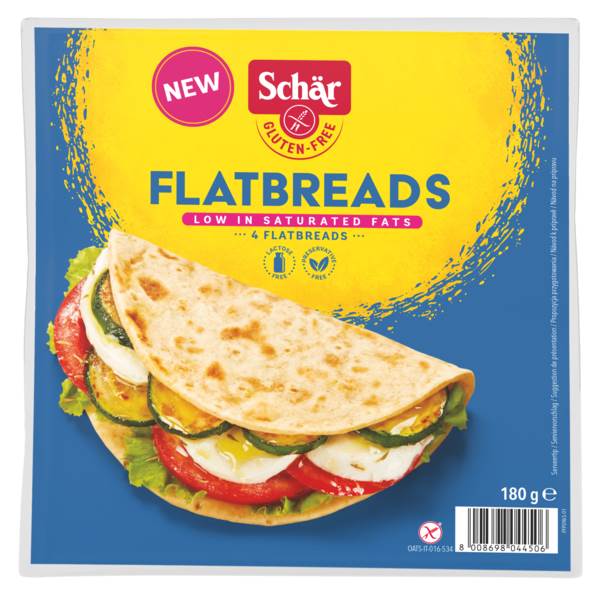 Schär Flatbrads, 4 Stück je Packung, glutenfrei 0,18 KG/PK