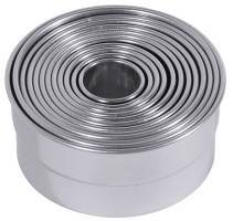 Stansring rund Ø2,5 - 10,5 cm, H5 cm, set m/12 släta ringar, rostfritt stål