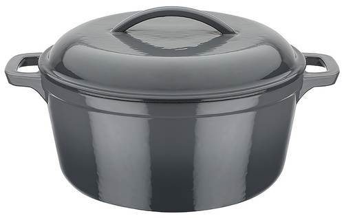 Gjutjärnsgryta 4 l med lock, Ø24 cm, H10 cm, ugnsfast +240C, grå