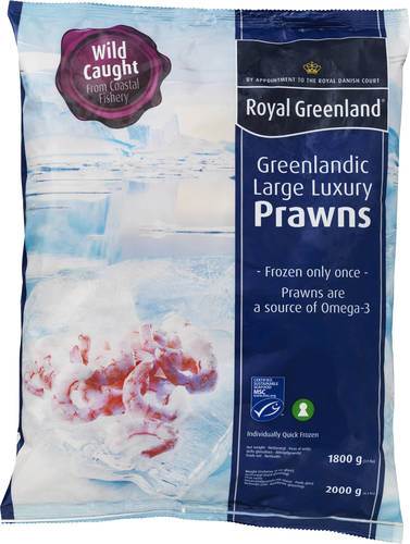 MSC Grønlandske rejer, count 175-275, 12 % glasering, 1,8 kg
