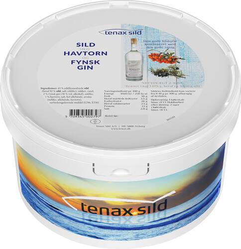 Marinerede sild med Fynsk gin og havtorn, hele fileter, 2,3 kg