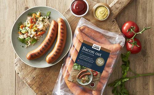 Frankfurter, bacon/ost, 10 x 125 g